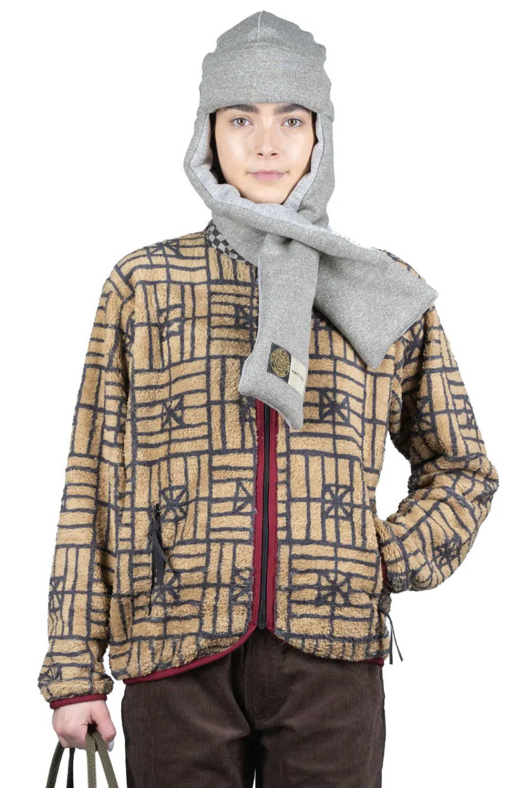 Clearance Kapital FOLK DOMINO Fleece ZIP Blouson - Beige