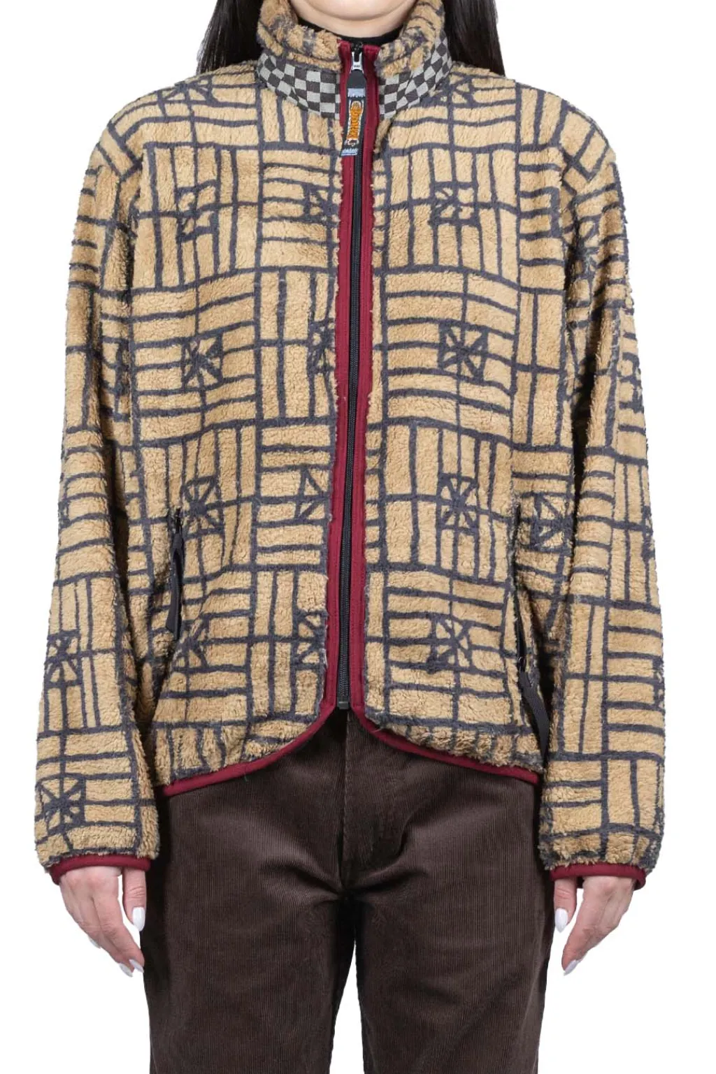 Clearance Kapital FOLK DOMINO Fleece ZIP Blouson - Beige