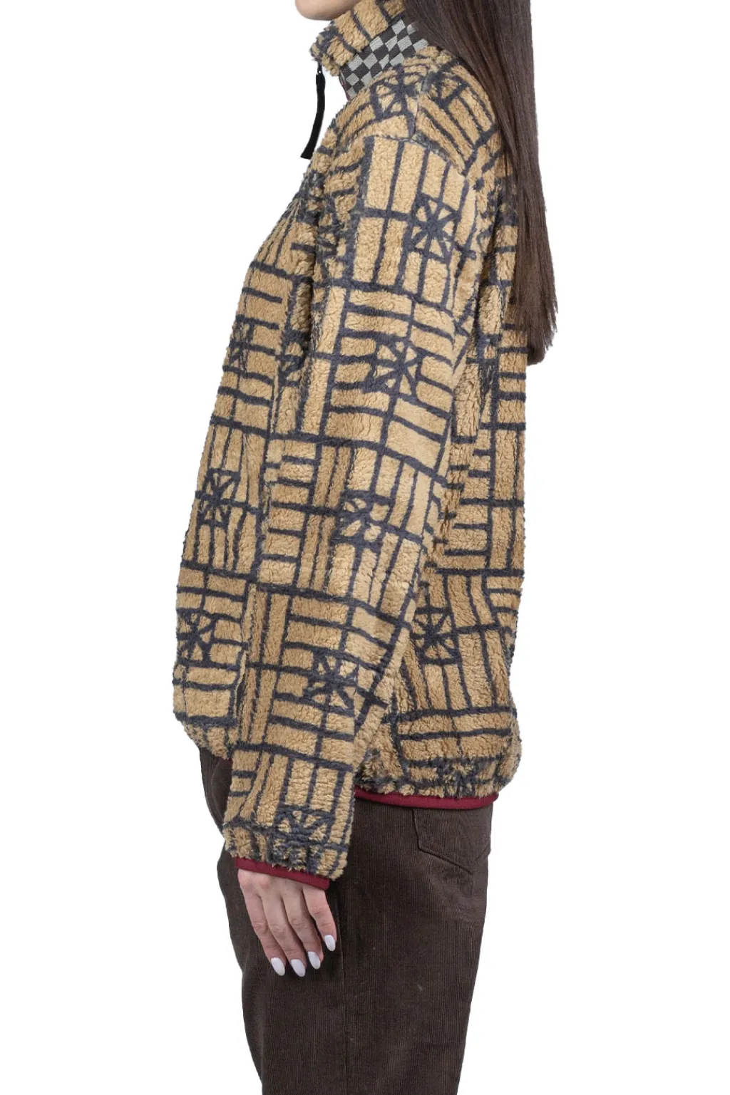 Clearance Kapital FOLK DOMINO Fleece ZIP Blouson - Beige