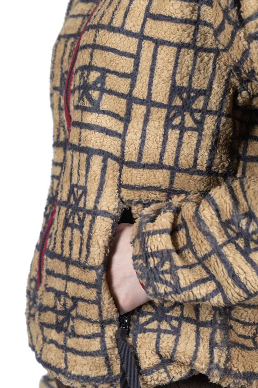 Clearance Kapital FOLK DOMINO Fleece ZIP Blouson - Beige