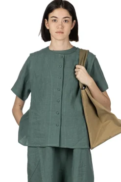 Online Nachukara French Linen 2 Way Vest - Green