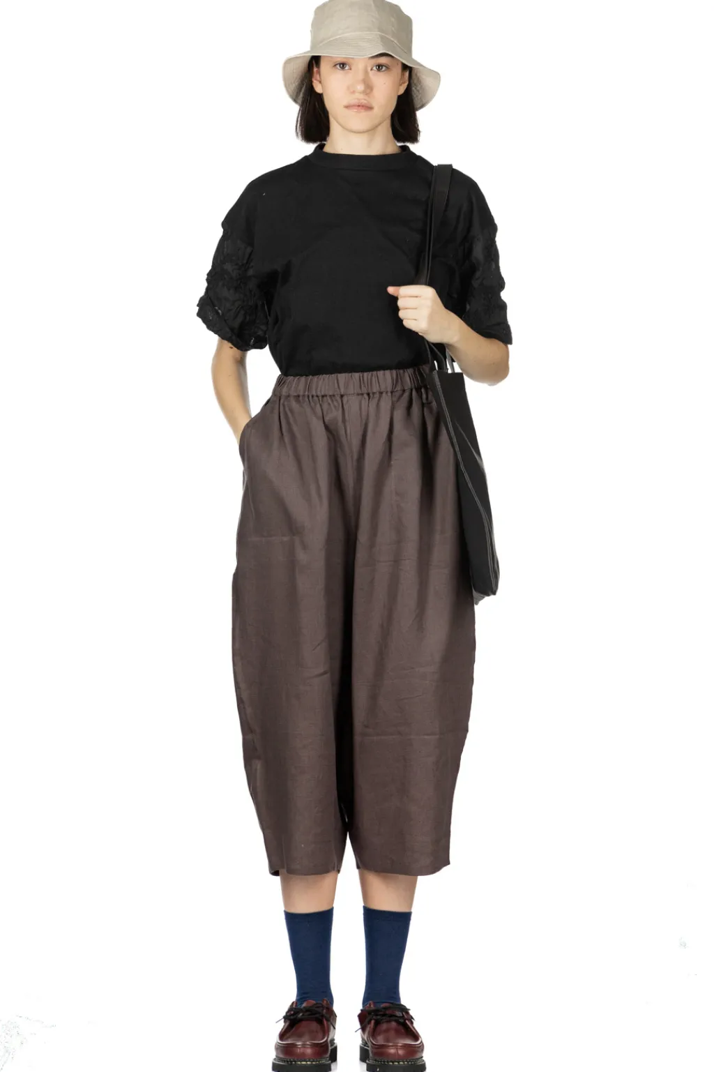 Clearance Nachukara French Linen Cocoon Pants - Charcoal