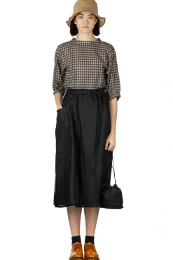 Clearance Nachukara French Linen Side Pocket Skirt - Black