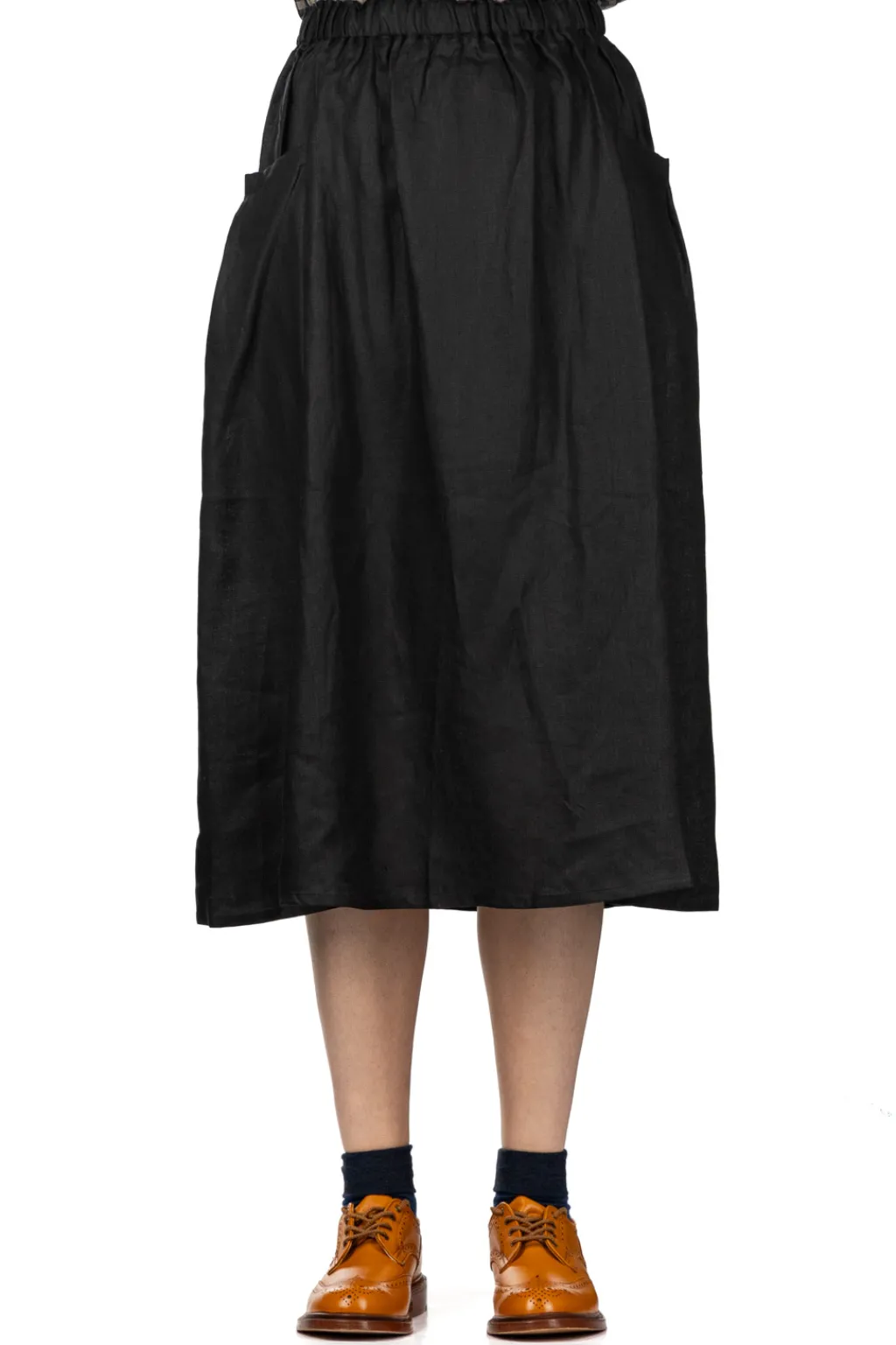 Clearance Nachukara French Linen Side Pocket Skirt - Black