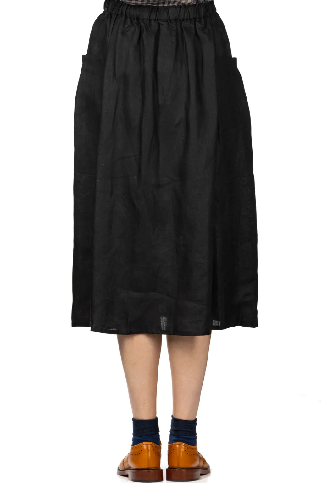 Clearance Nachukara French Linen Side Pocket Skirt - Black