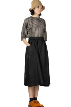 Clearance Nachukara French Linen Side Pocket Skirt - Black
