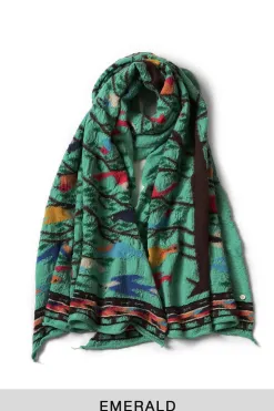 Hot Kapital Fulling Wool Scarf BIRD TREE - 2 Colors