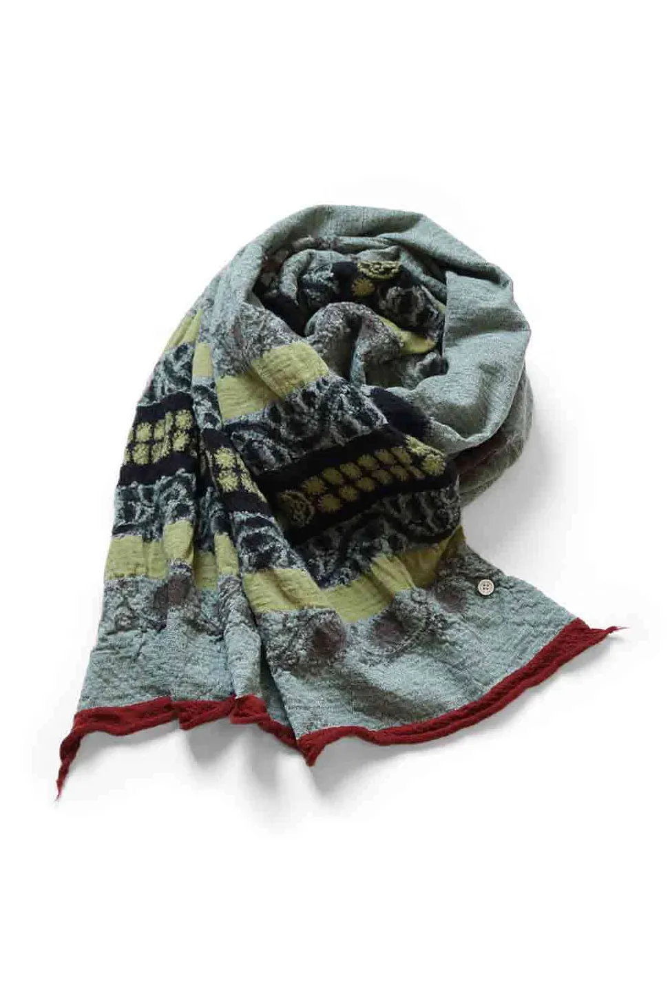Discount Kapital Fulling Wool Scarf COPTIC SKULL - Green