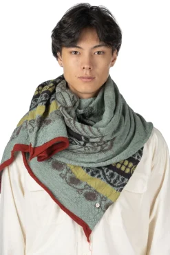 New Kapital Fulling Wool Scarf COPTIC SKULL - Green