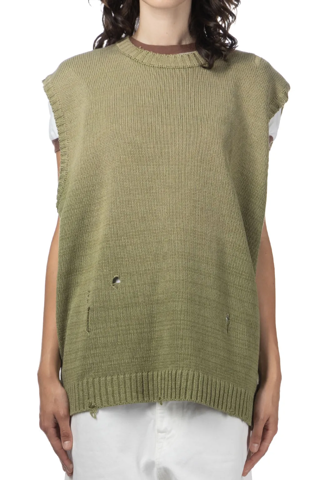 Clearance Kapital 5G Cotton Knit BONE Vest - Khaki