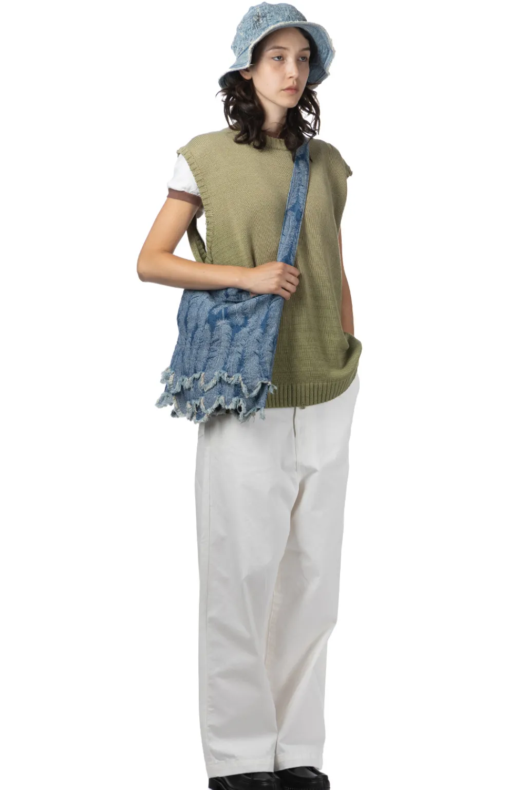 Clearance Kapital 5G Cotton Knit BONE Vest - Khaki
