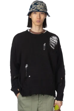 Hot Kapital 5G Cotton Knit Crew Sweater (ANARCHY RAINBOWY Remake) - Black