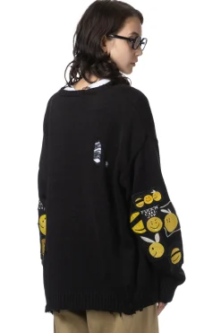 Discount Kapital 5G Cotton Knit Crew Sweater (ANARCHY RAINBOWY Remake) - Black