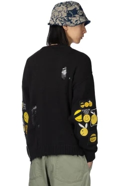 Hot Kapital 5G Cotton Knit Crew Sweater (ANARCHY RAINBOWY Remake) - Black