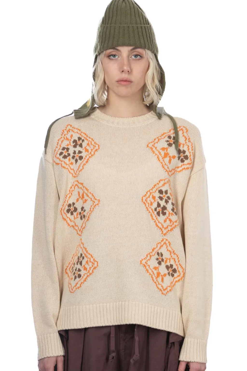 Fashion Kapital 5G Cotton Knit KOOKIE Crew Sweater - Natural