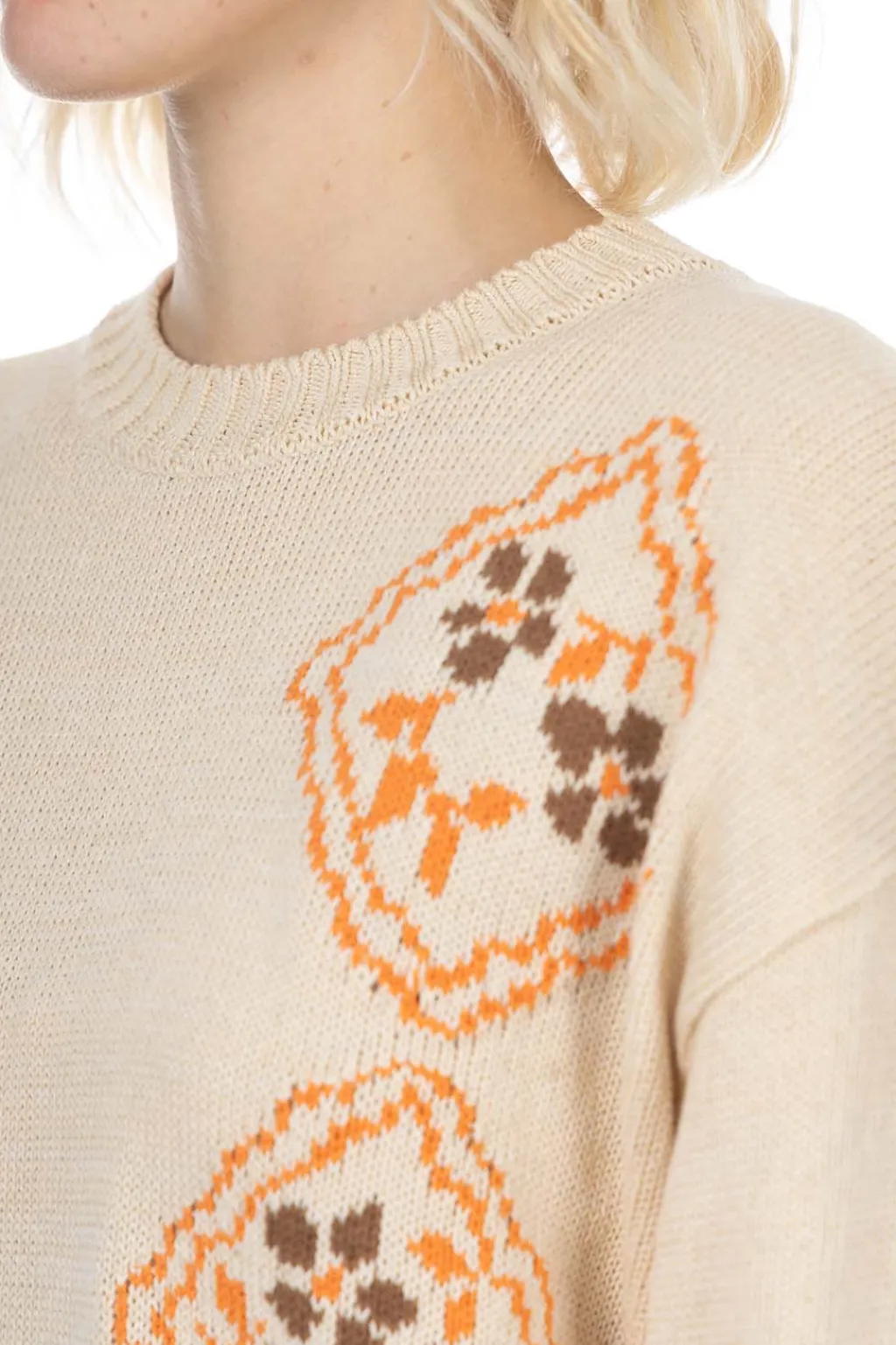 Fashion Kapital 5G Cotton Knit KOOKIE Crew Sweater - Natural