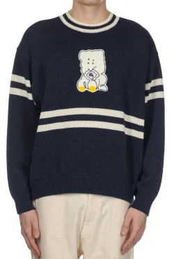 Outlet Kapital 5G Cotton Knit Peckish Rainbowy Ivy Crew Sweater - Navy