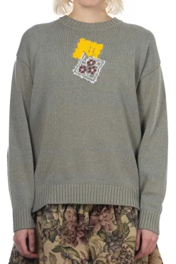 Best Kapital 5G Cotton Knit PECKISH RAINBOWY Crew Sweater - Grey