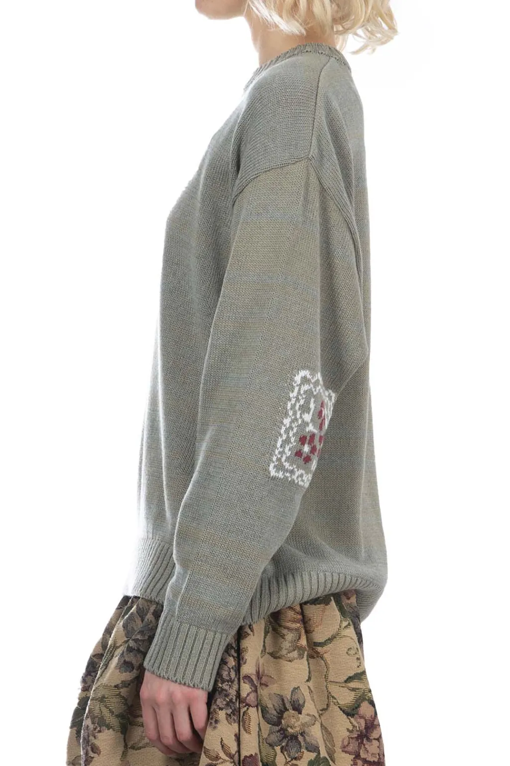 Best Kapital 5G Cotton Knit PECKISH RAINBOWY Crew Sweater - Grey