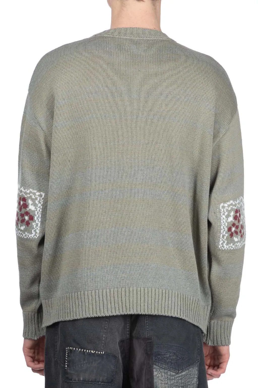 Clearance Kapital 5G Cotton Knit PECKISH RAINBOWY Crew Sweater - Grey
