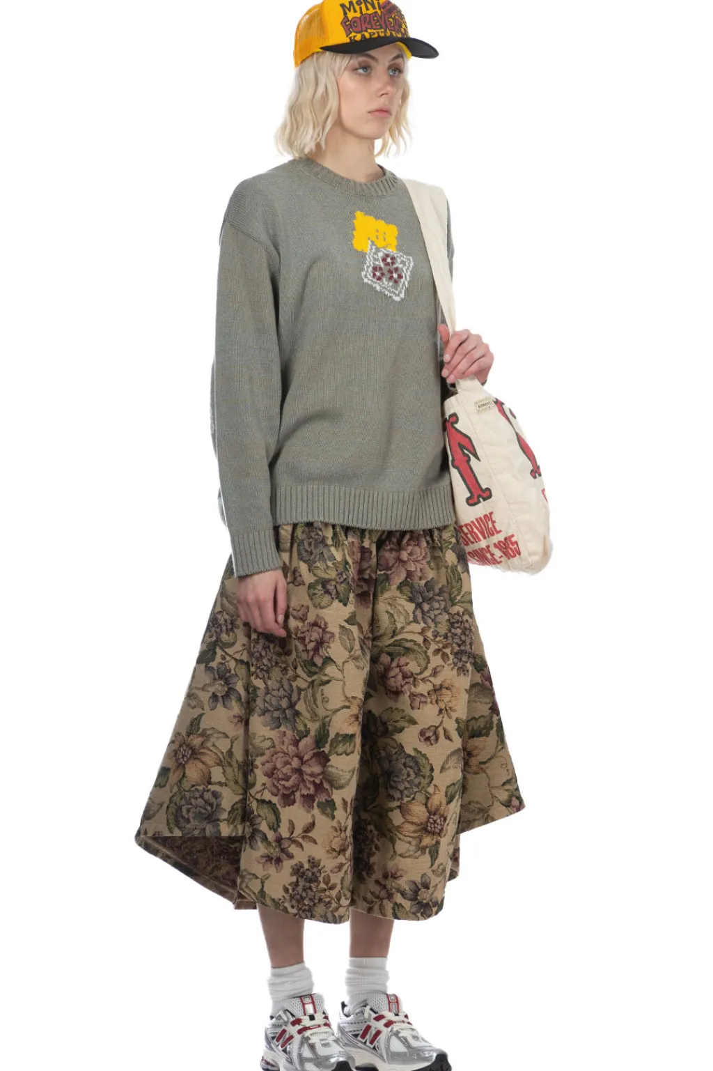 Best Kapital 5G Cotton Knit PECKISH RAINBOWY Crew Sweater - Grey