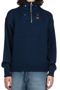 Best Kapital 8G Cotton Wool NICKLE 4 Half ZIP Sweater - Navy