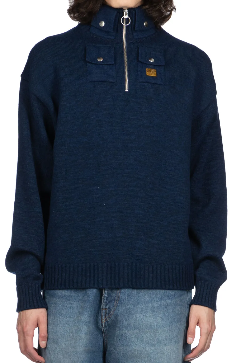 Best Kapital 8G Cotton Wool NICKLE 4 Half ZIP Sweater - Navy