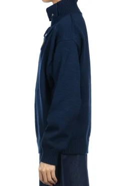 Hot Kapital 8G Cotton Wool NICKLE 4 Half ZIP Sweater - Navy