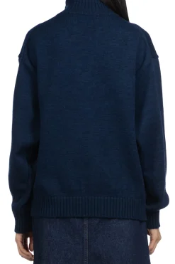 Hot Kapital 8G Cotton Wool NICKLE 4 Half ZIP Sweater - Navy