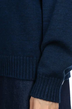 Hot Kapital 8G Cotton Wool NICKLE 4 Half ZIP Sweater - Navy