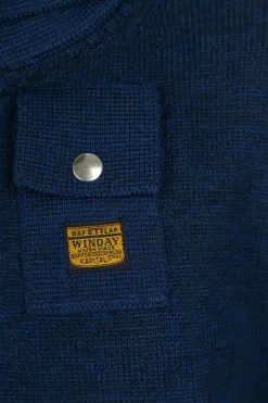 Hot Kapital 8G Cotton Wool NICKLE 4 Half ZIP Sweater - Navy