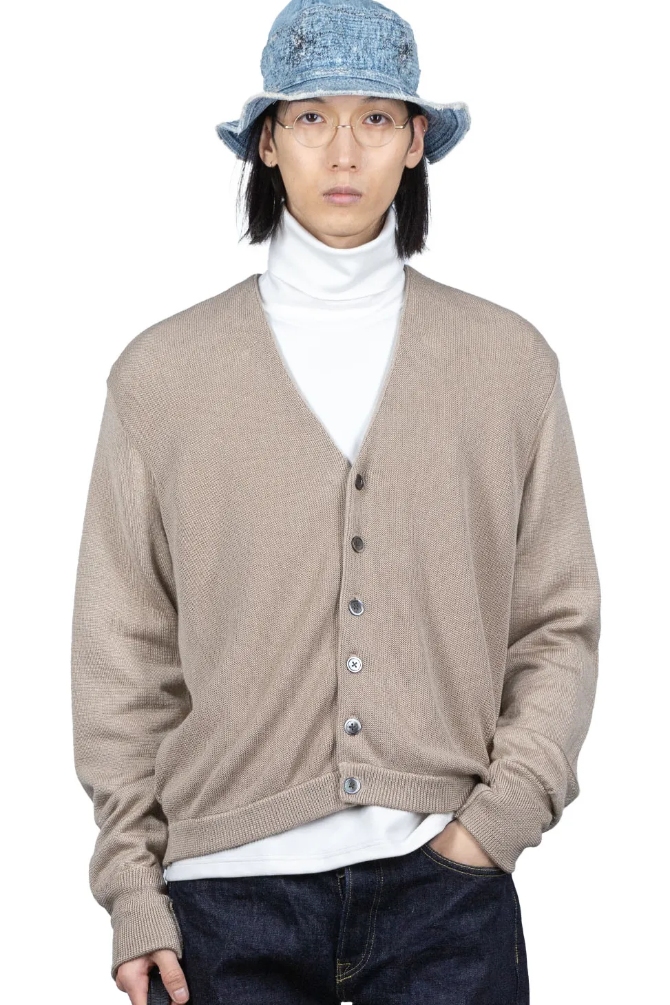 New Kapital 10G ECO Knit Elbow CONEYBOWY Short Cardigan - Beige