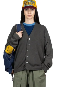 Fashion Kapital 10G ECO Knit Elbow CONEYBOWY Short Cardigan - Grey