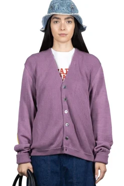 Best Kapital 10G ECO Knit Elbow CONEYBOWY Short Cardigan - Pink x Purple