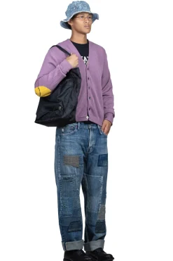 Best Kapital 10G ECO Knit Elbow CONEYBOWY Short Cardigan - Pink x Purple