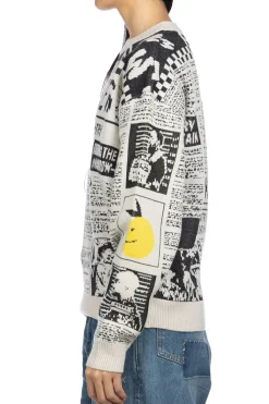 New Kapital 8G Knit NEWSPAPER Crew Sweater (KOUNTRY NEWS) - Natural