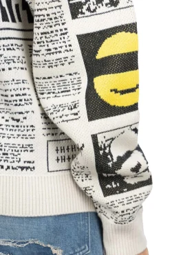 New Kapital 8G Knit NEWSPAPER Crew Sweater (KOUNTRY NEWS) - Natural