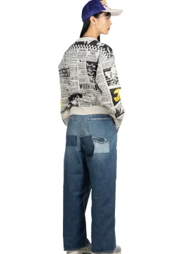 New Kapital 8G Knit NEWSPAPER Crew Sweater (KOUNTRY NEWS) - Natural
