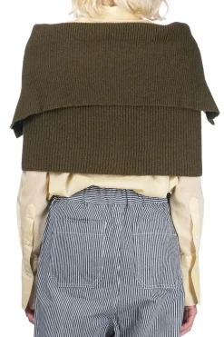 Best Kapital 7G Rib Knit ZIP UP Cape - Khaki