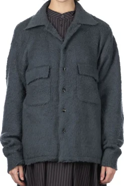 Sale Kapital 7G Shaggy Knit Board Shirt - Blue Grey