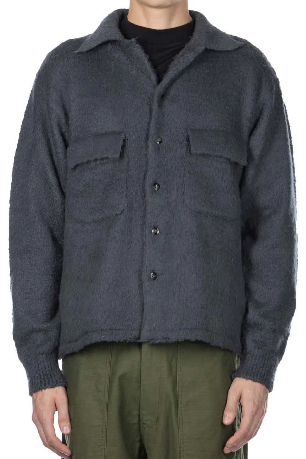 Clearance Kapital 7G Shaggy Knit Board Shirt - Blue Grey