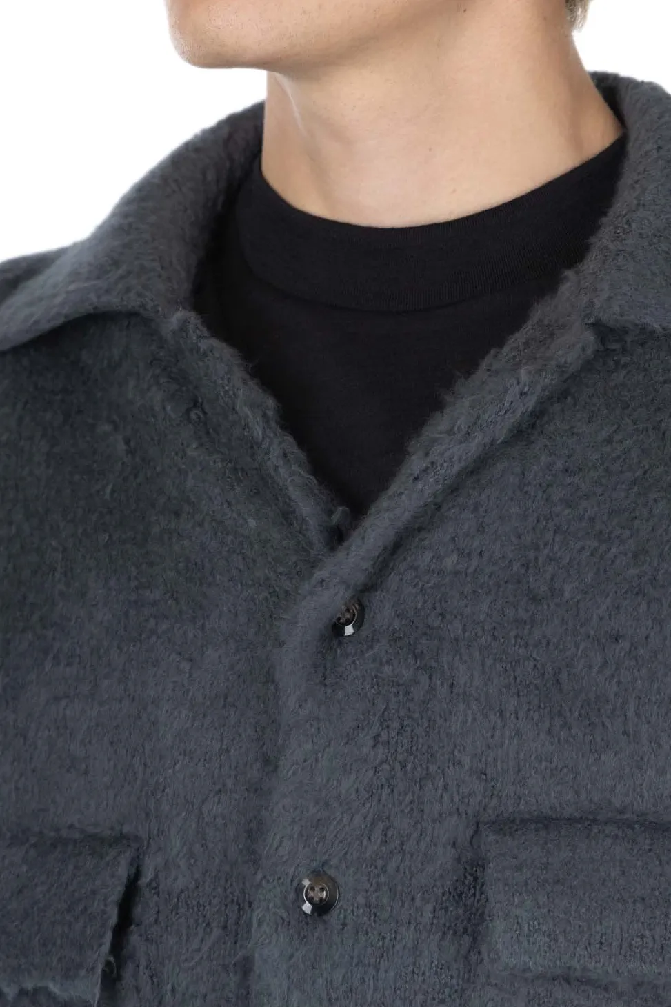 Clearance Kapital 7G Shaggy Knit Board Shirt - Blue Grey
