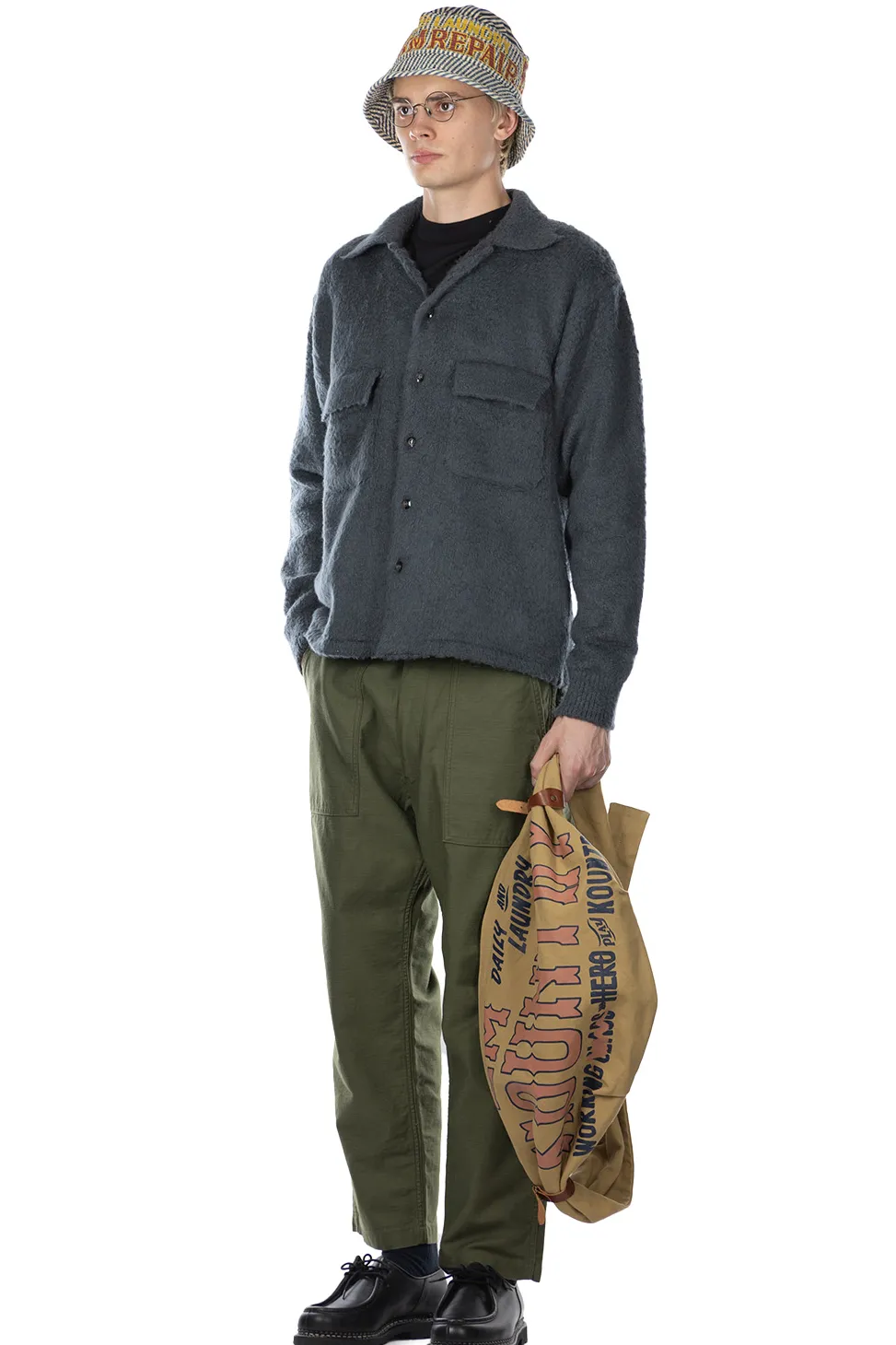 Clearance Kapital 7G Shaggy Knit Board Shirt - Blue Grey