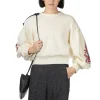 Fashion Kapital 7G Wool BOUFFANT Sleeve Sweater (LATVIA Embroidery) - Natural