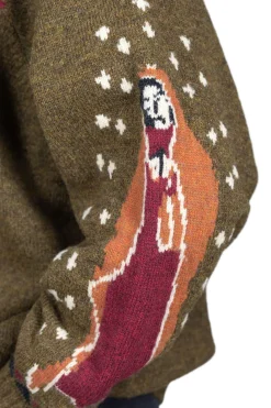 Hot Kapital 5G Wool Elbow VIRGIN MARY Nordic Sweater - Khaki