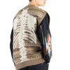 Outlet Kapital 7G Wool FairIsle BONE Vest - Orange