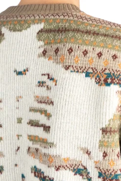 Outlet Kapital 7G Wool FairIsle BONE Vest - Orange
