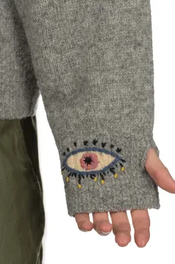 Discount Kapital 5G Wool Hood Sweater (SPEAKEASY Embroidery) - Grey