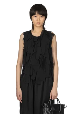 Online Comme Des Garcons Comme Des Garcons Garment Washed Polyester Sleeveless Blouse - Black