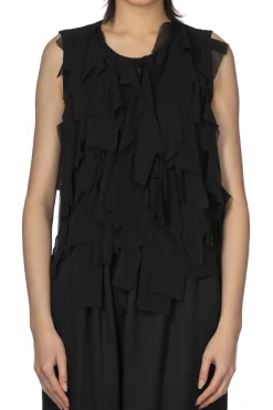 Online Comme Des Garcons Comme Des Garcons Garment Washed Polyester Sleeveless Blouse - Black